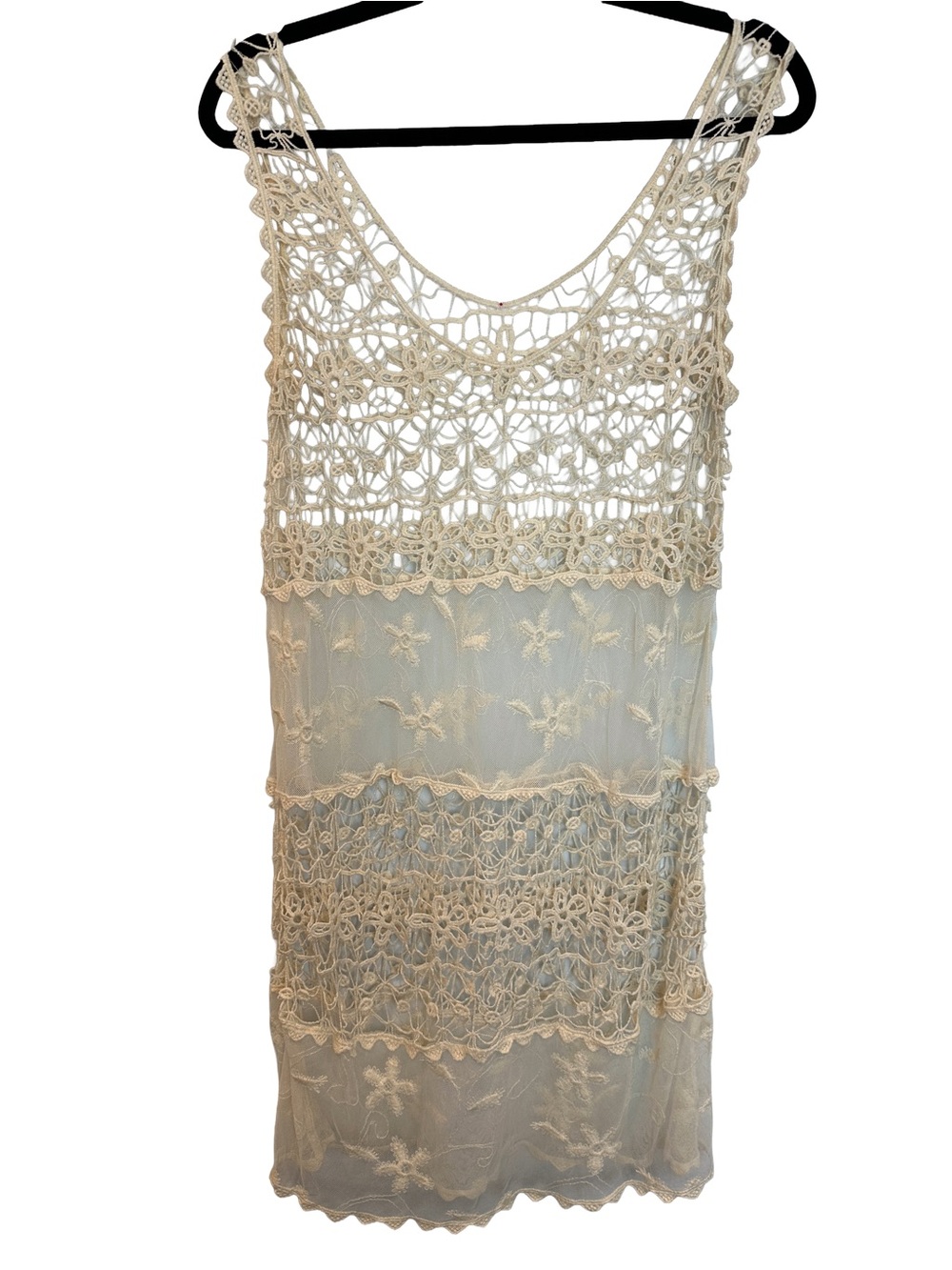 Stunning Cream Lace & Embroidered Overlay Swim Coverup